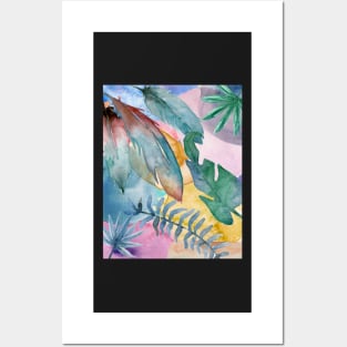 Colorful Watercolor Plants Pattern Posters and Art